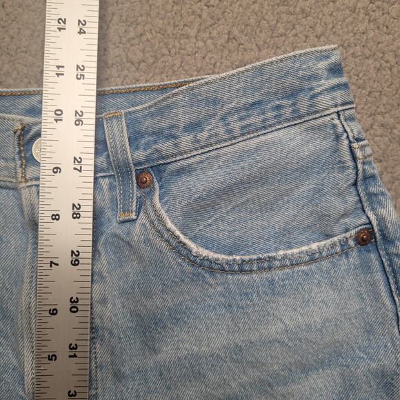 Levis 501 Shorts 26 Light Wash Blue Denim High Rise Cutoff Frayed Hem Button Fly - Picture 6 of 7